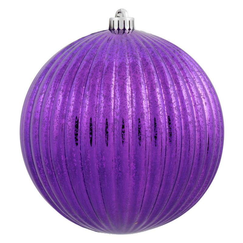 6" Mercury Finish Pumpkin Ball Ornaments Set of 4 (Various Color Options)