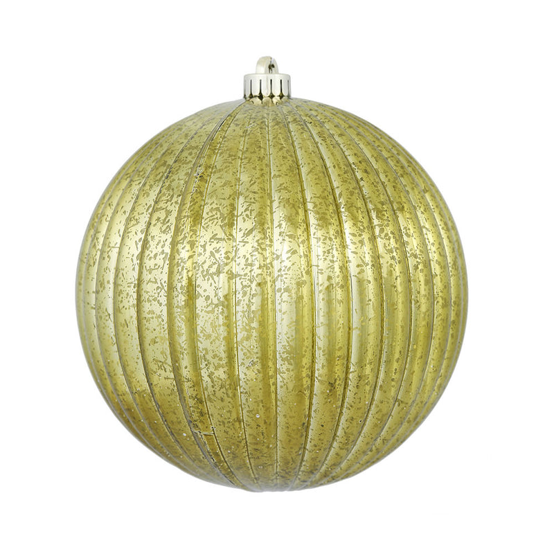 4" Mercury Finish Pumpkin Ball Ornaments Set of 6 (Various Color Options)