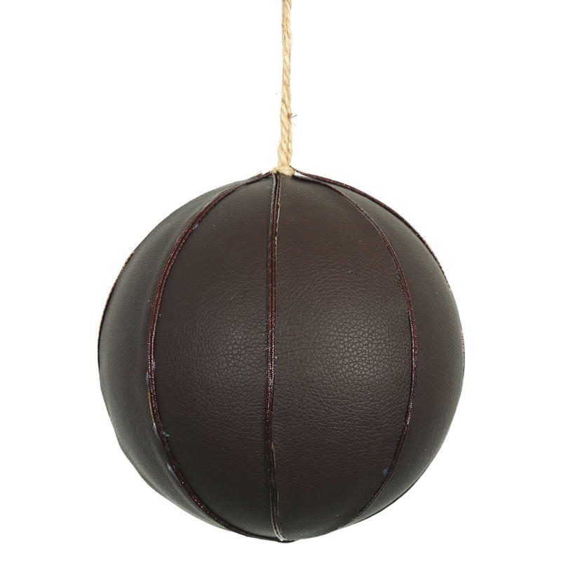 6" Brown Leather Ball Ornament