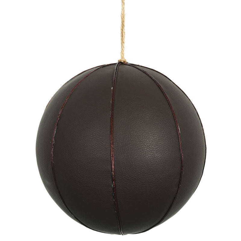 8" Brown Leather Ball Ornament