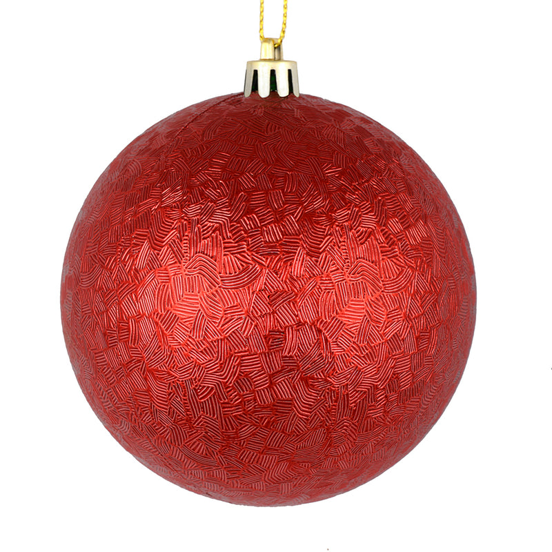 4" Brushed Ball Ornaments. Pack of 6 (Various Color Options)