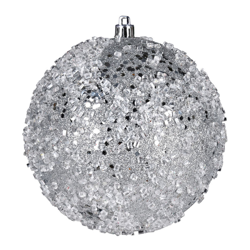 4.75" Glitter Hail Ball Ornaments. Pack of 4 (Various Color Options)