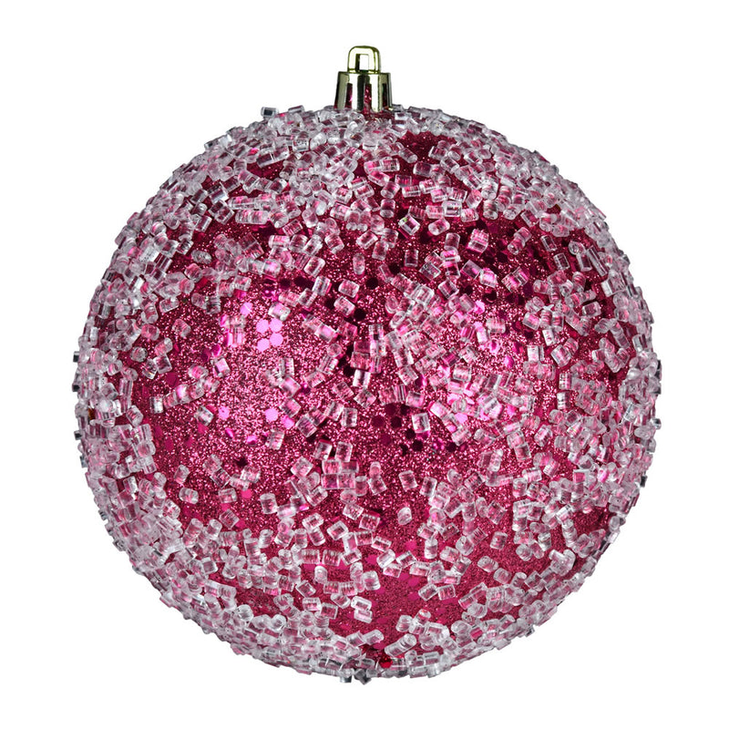 4.75" Glitter Hail Ball Ornaments. Pack of 4 (Various Color Options)