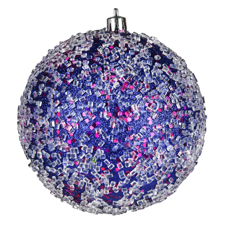 4" Glitter Hail Ball Ornaments. Pack of 6 (Various Color Options)