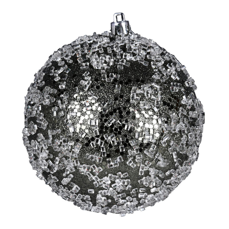 4.75" Glitter Hail Ball Ornaments. Pack of 4 (Various Color Options)