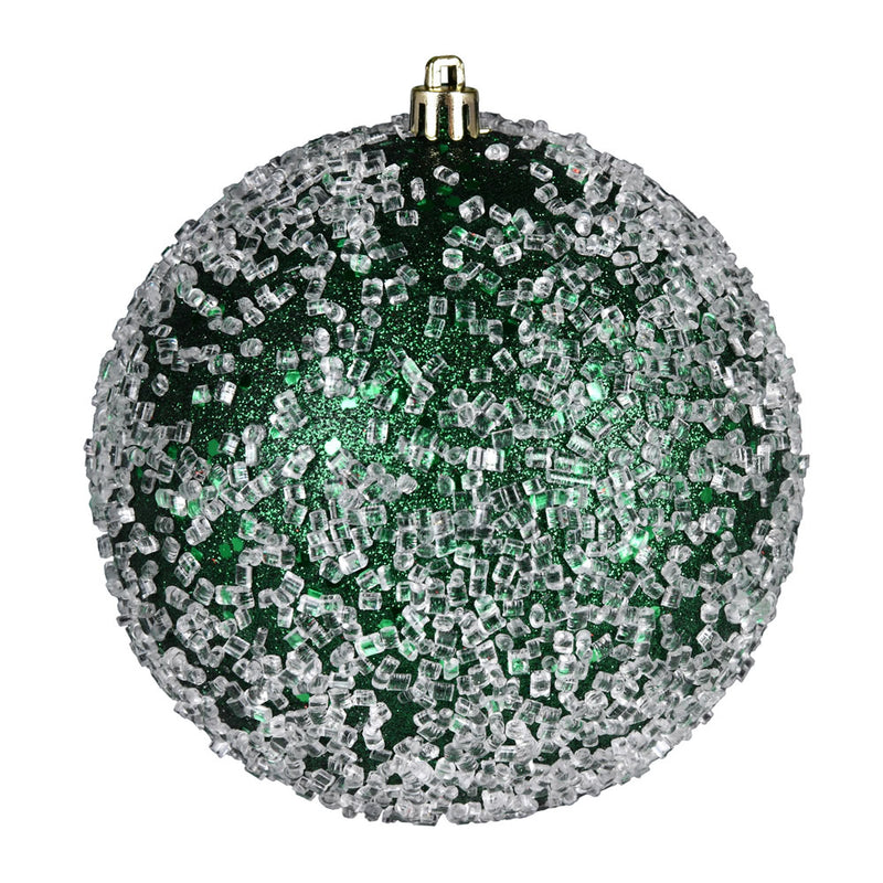 4" Glitter Hail Ball Ornaments. Pack of 6 (Various Color Options)