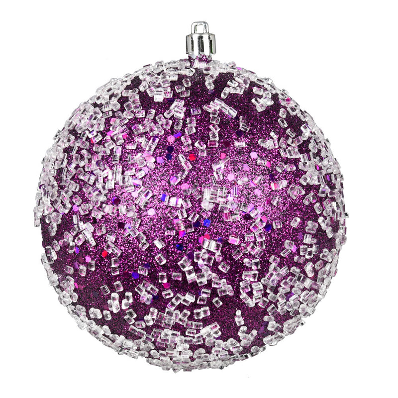 6" Glitter Hail Ball Ornaments. Pack of 4 (Various Color Options)