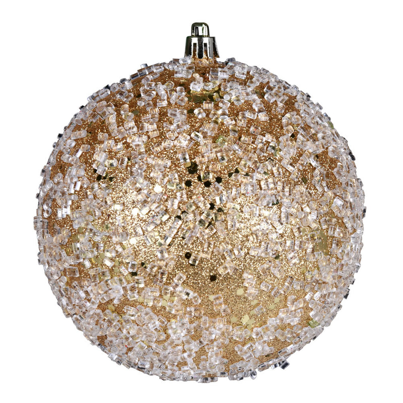 4" Glitter Hail Ball Ornaments. Pack of 6 (Various Color Options)