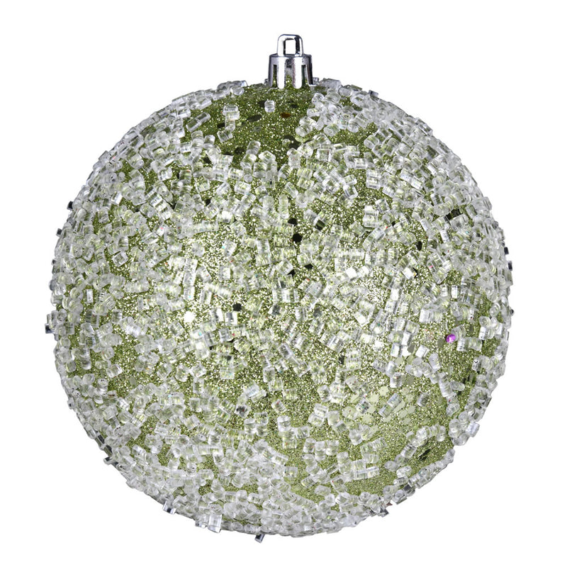 4" Glitter Hail Ball Ornaments. Pack of 6 (Various Color Options)