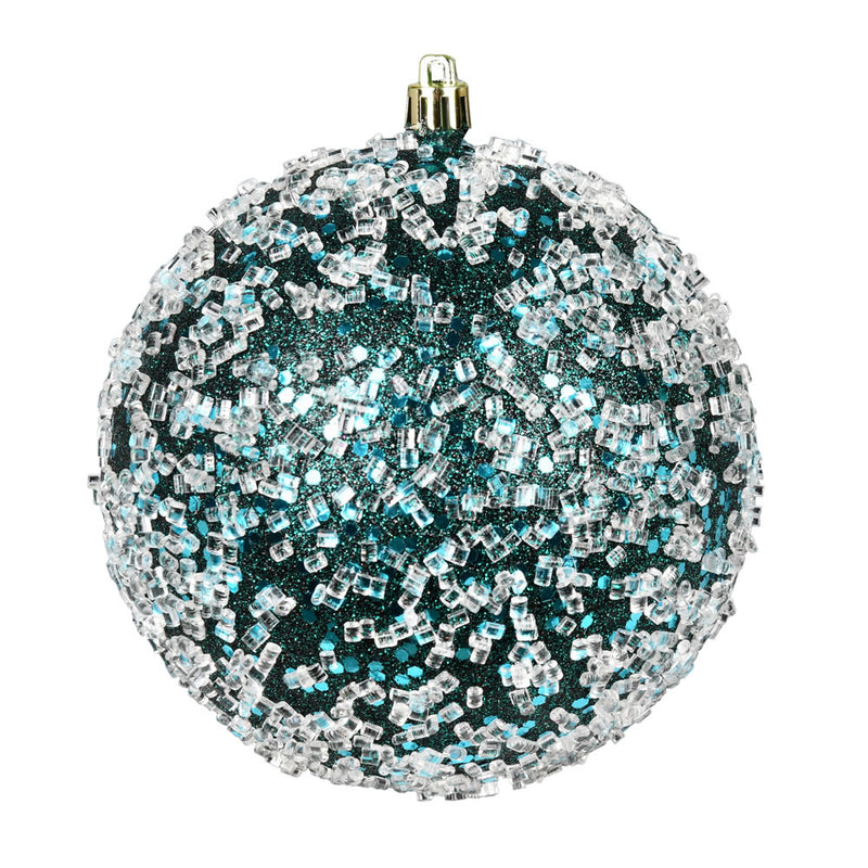 6" Glitter Hail Ball Ornaments. Pack of 4 (Various Color Options)