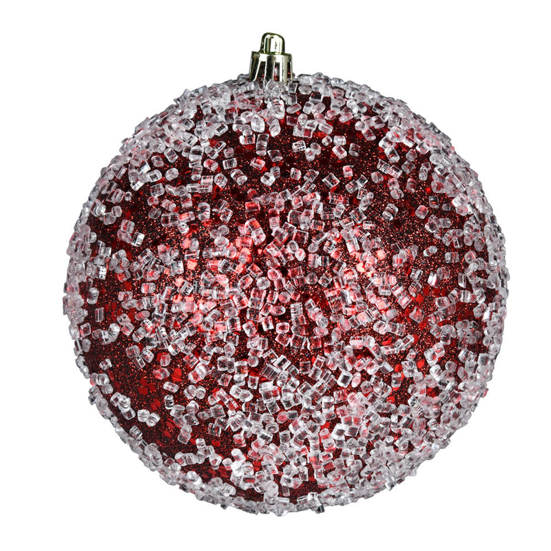 6" Glitter Hail Ball Ornaments. Pack of 4 (Various Color Options)