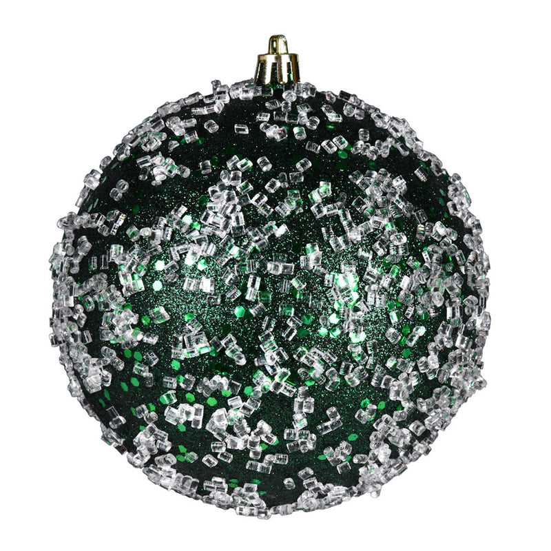 4" Glitter Hail Ball Ornaments. Pack of 6 (Various Color Options)