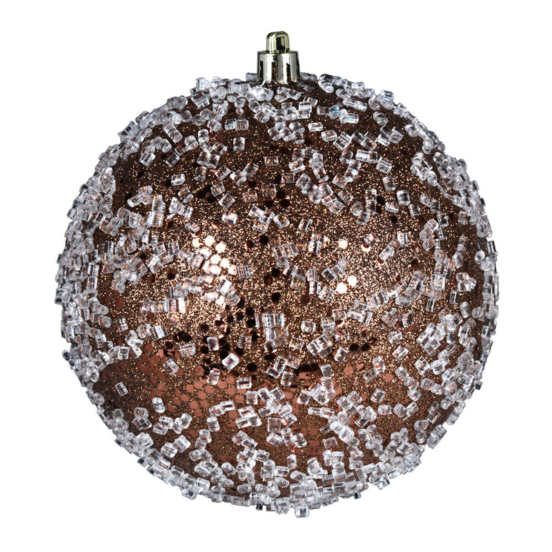 4" Glitter Hail Ball Ornaments. Pack of 6 (Various Color Options)