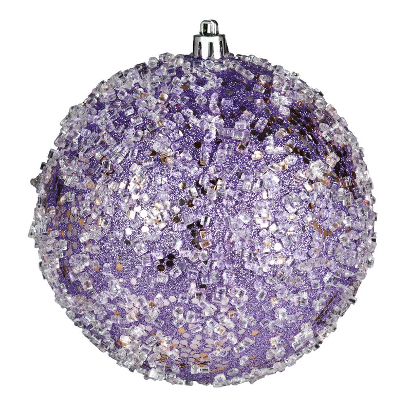 4" Glitter Hail Ball Ornaments. Pack of 6 (Various Color Options)