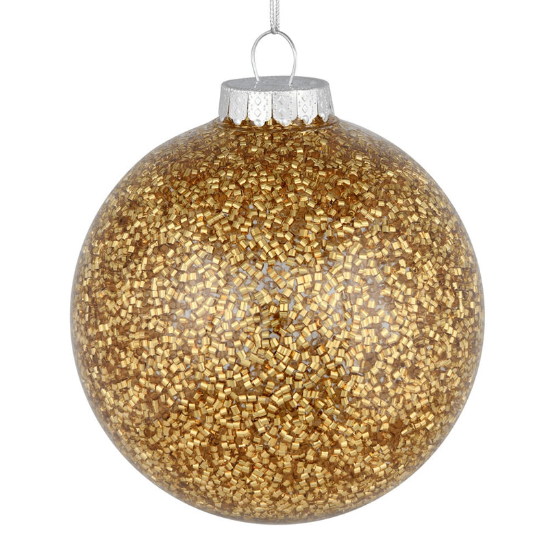 6" Tinsel Clear Ball Ornaments. Pack of 4 (Various Color Options)