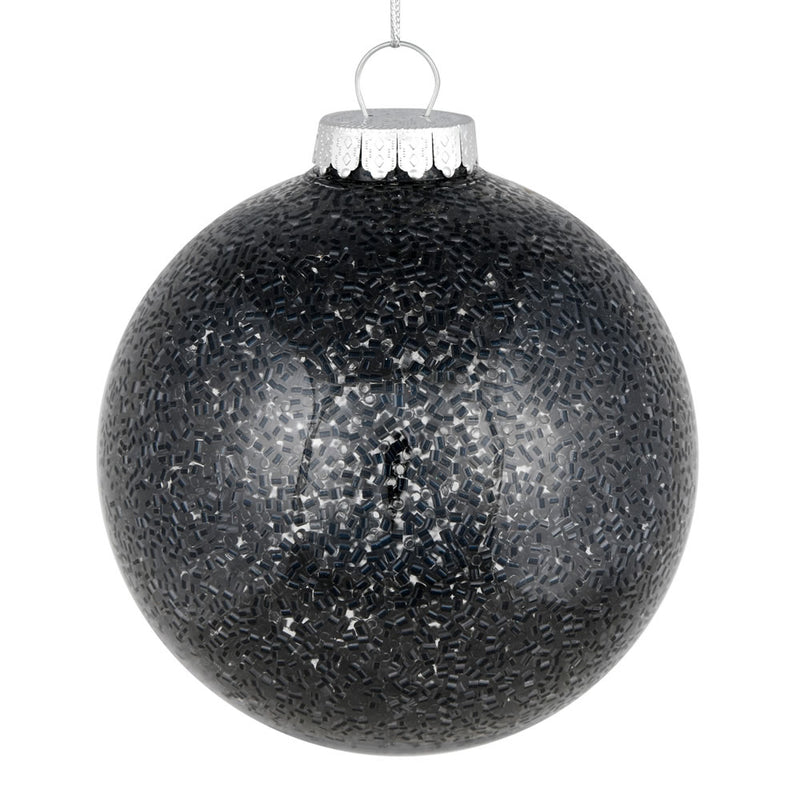 6" Tinsel Clear Ball Ornaments. Pack of 4 (Various Color Options)