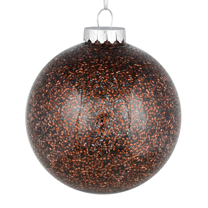 6" Tinsel Clear Ball Ornaments. Pack of 4 (Various Color Options)