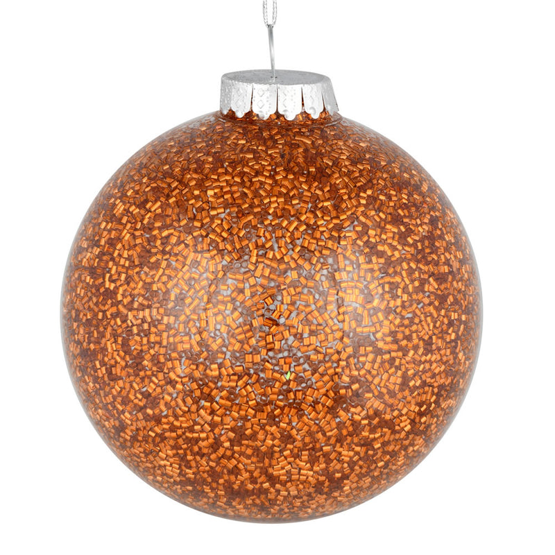 6" Tinsel Clear Ball Ornaments. Pack of 4 (Various Color Options)