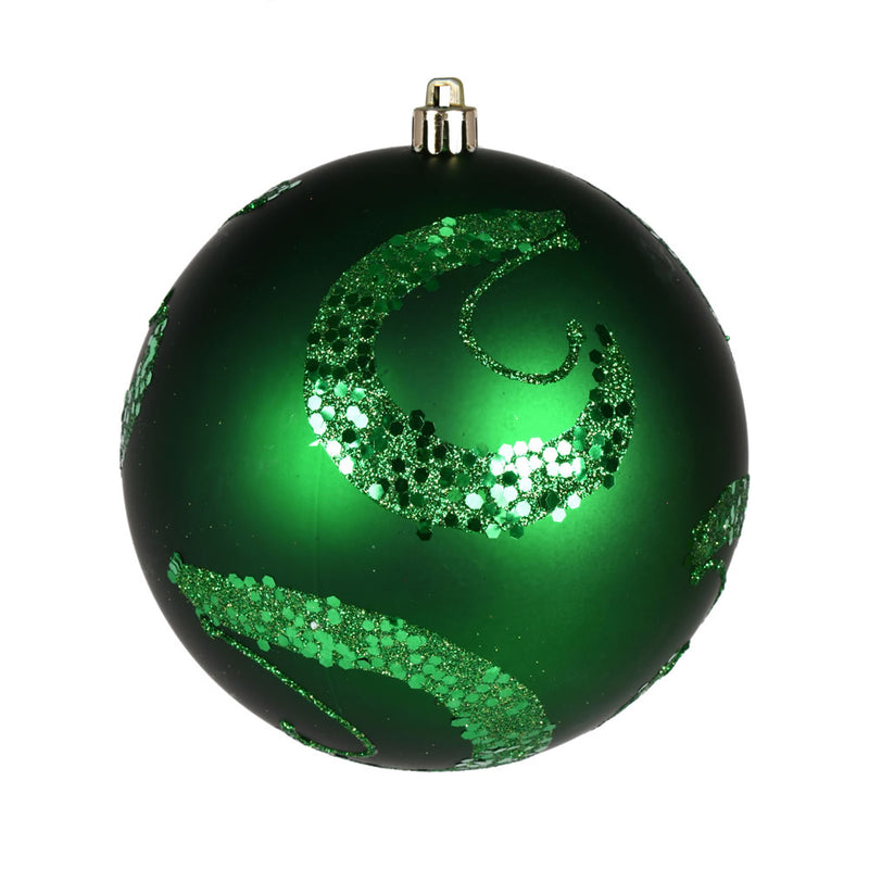 4" Matte Sequin Swirl Ornament Pack of 6 (Various Color Options)