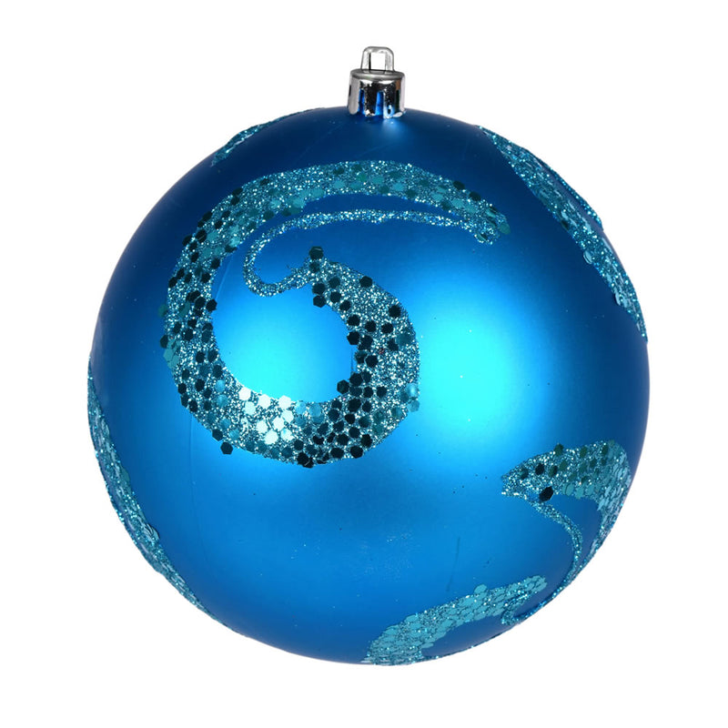 4" Matte Sequin Swirl Ornament Pack of 6 (Various Color Options)