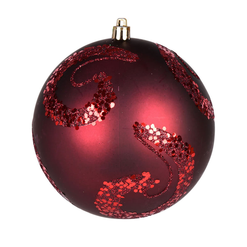 4" Matte Sequin Swirl Ornament Pack of 6 (Various Color Options)