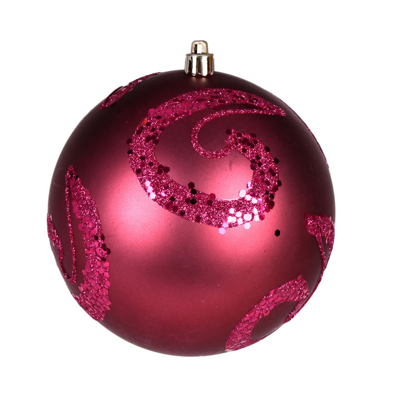 4" Matte Sequin Swirl Ornament Pack of 6 (Various Color Options)