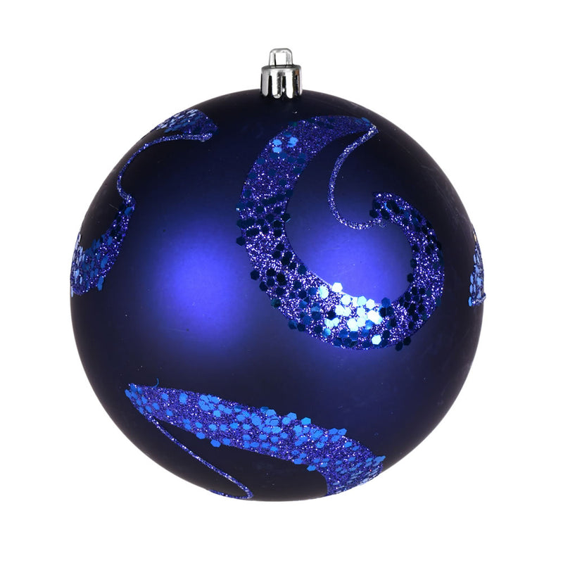 4" Matte Sequin Swirl Ornament Pack of 6 (Various Color Options)