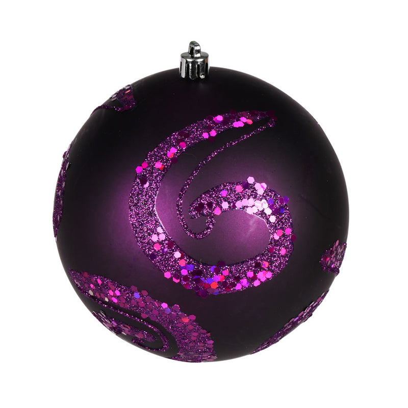 4" Matte Sequin Swirl Ornament Pack of 6 (Various Color Options)