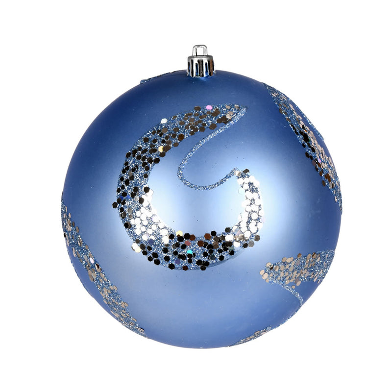 4" Matte Sequin Swirl Ornament Pack of 6 (Various Color Options)