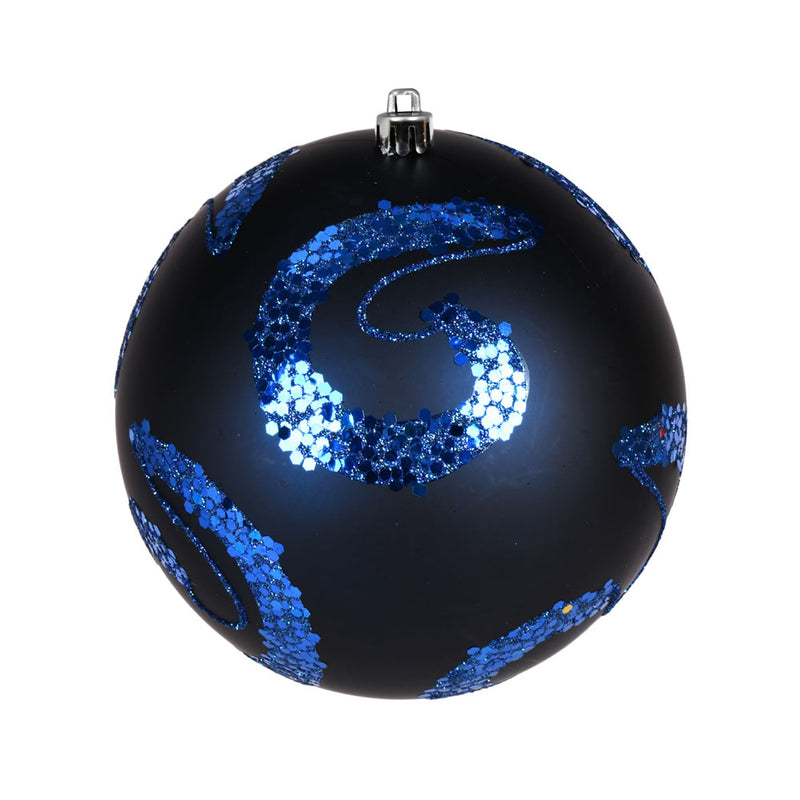 4" Matte Sequin Swirl Ornament Pack of 6 (Various Color Options)