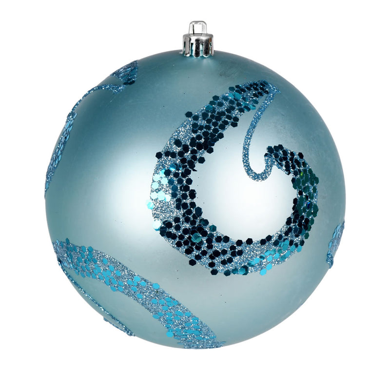 4" Matte Sequin Swirl Ornament Pack of 6 (Various Color Options)