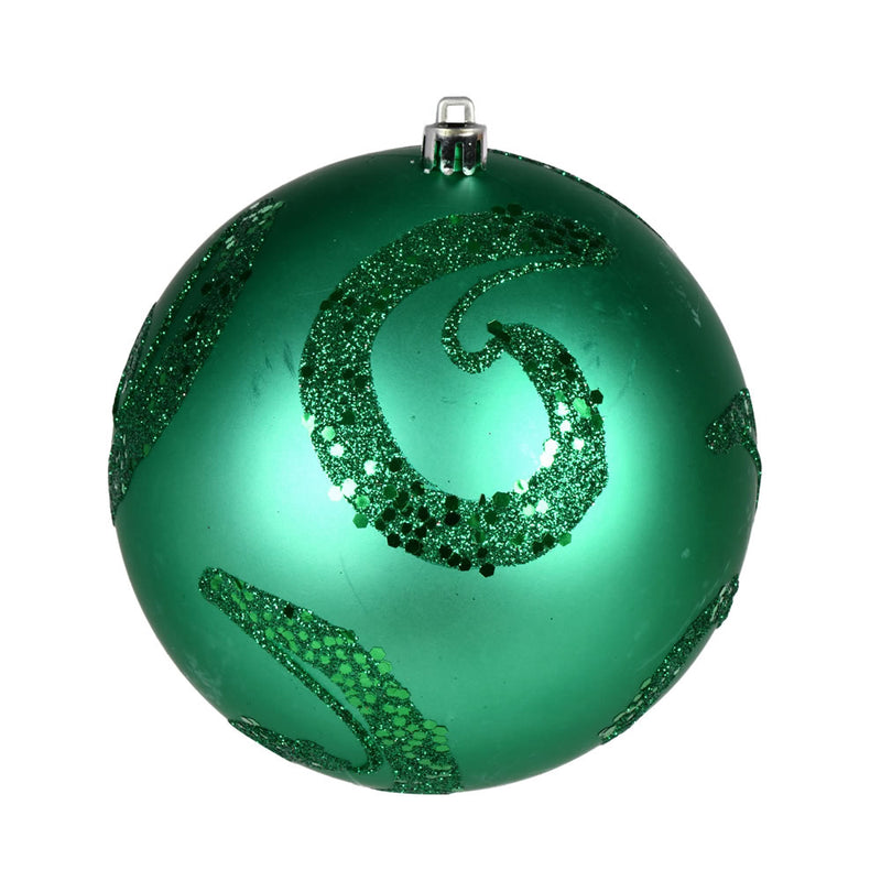 4" Matte Sequin Swirl Ornament Pack of 6 (Various Color Options)