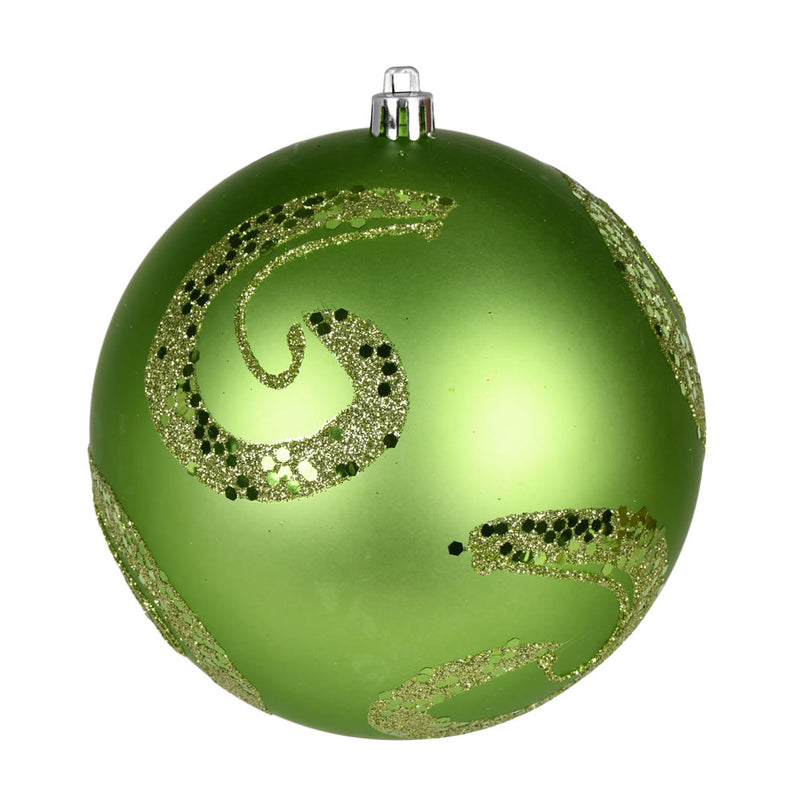 4" Matte Sequin Swirl Ornament Pack of 6 (Various Color Options)