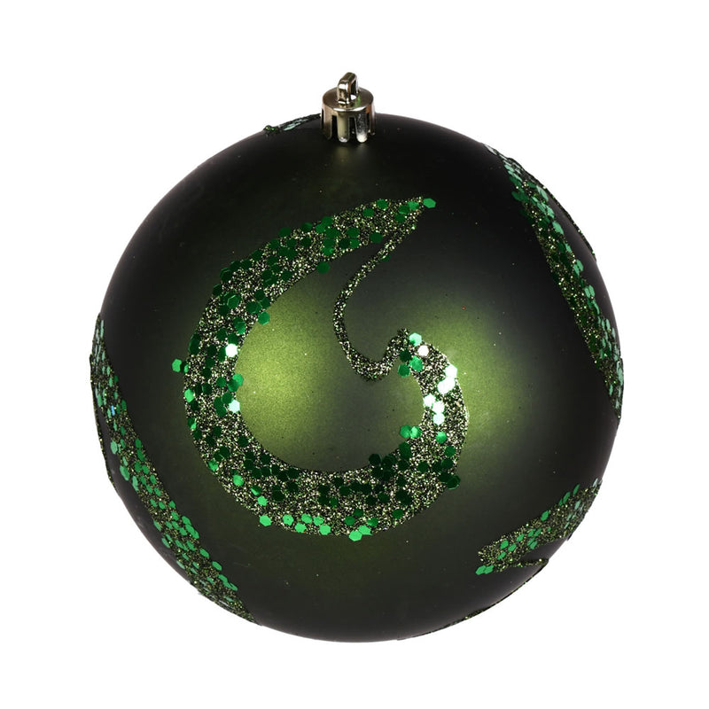 4" Matte Sequin Swirl Ornament Pack of 6 (Various Color Options)