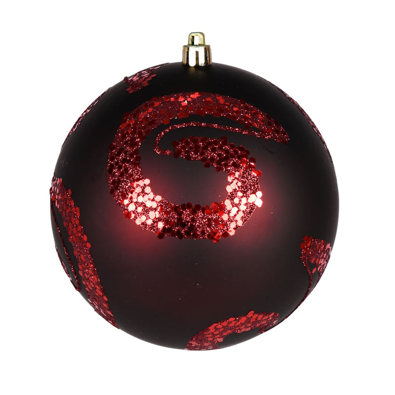 4" Matte Sequin Swirl Ornament Pack of 6 (Various Color Options)