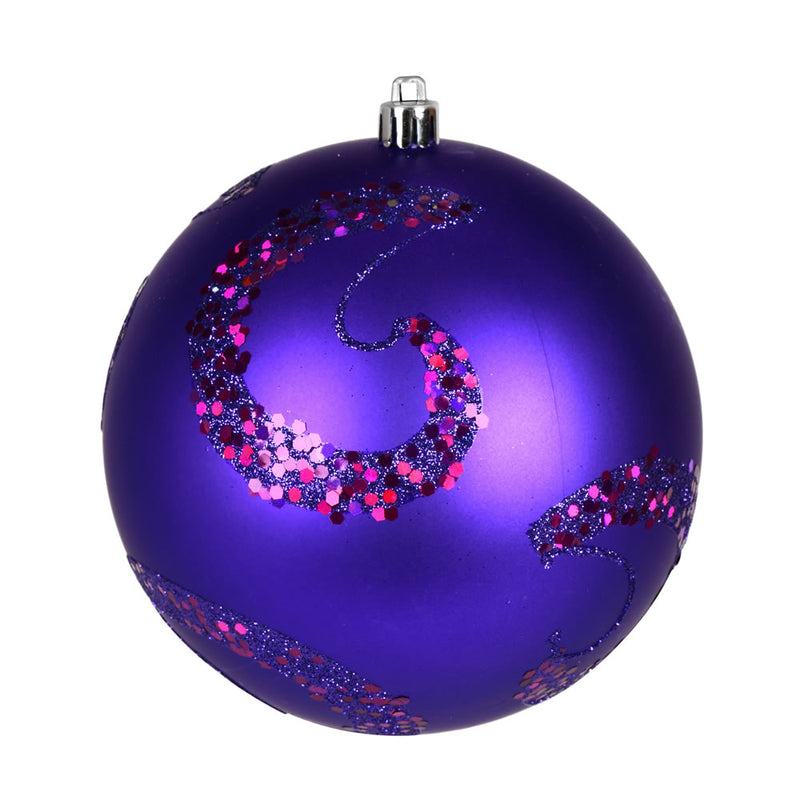 4" Matte Sequin Swirl Ornament Pack of 6 (Various Color Options)