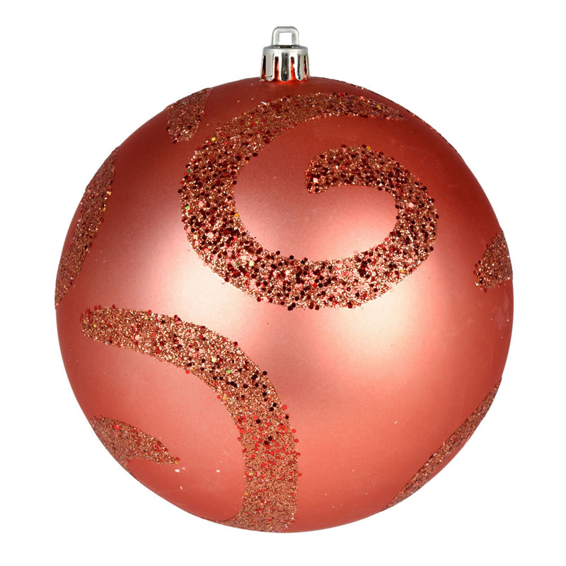 4" Matte Sequin Swirl Ornament Pack of 6 (Various Color Options)