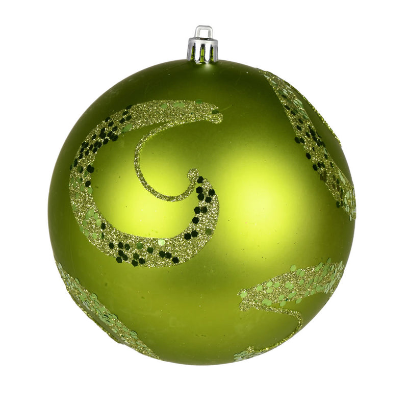 4" Matte Sequin Swirl Ornament Pack of 6 (Various Color Options)