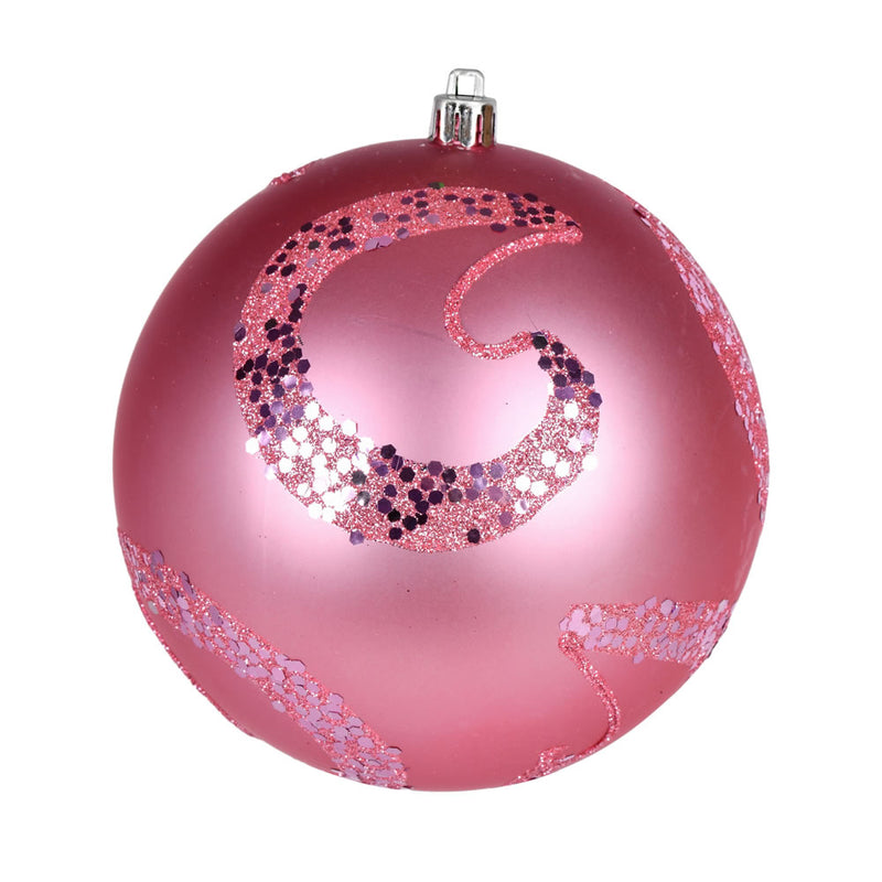 4" Matte Sequin Swirl Ornament Pack of 6 (Various Color Options)