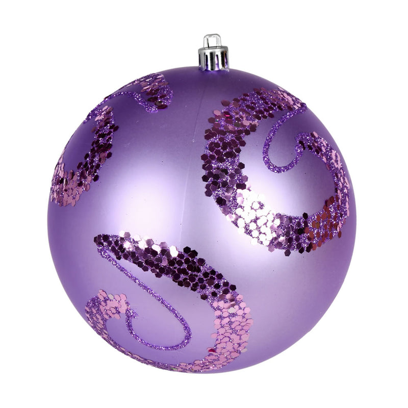 4" Matte Sequin Swirl Ornament Pack of 6 (Various Color Options)