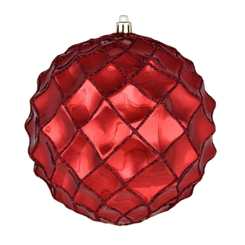 4" Shiny Form Ball Ornaments. Pack of 6 (Various Color Options)