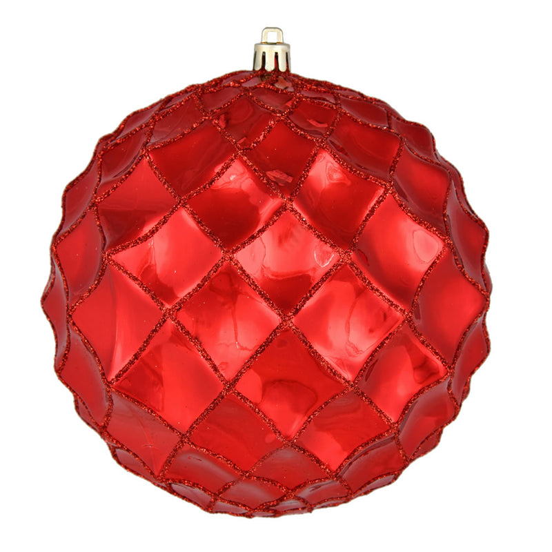 6" Shiny Form Ball Ornaments. Pack of 4 (Various Color Options)