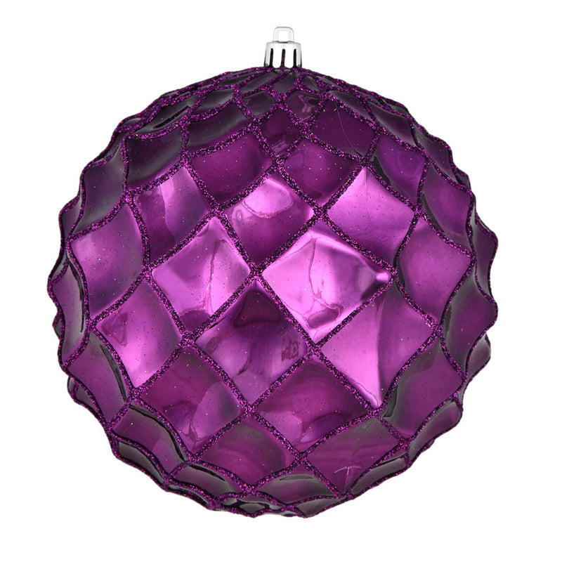 6" Shiny Form Ball Ornaments. Pack of 4 (Various Color Options)