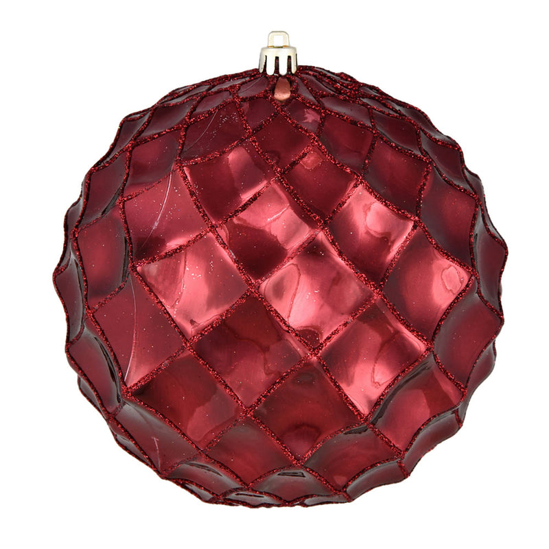 6" Shiny Form Ball Ornaments. Pack of 4 (Various Color Options)