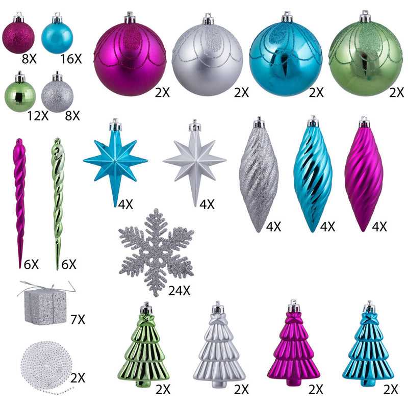 125 Piece Ornament Set (Various Color Options)