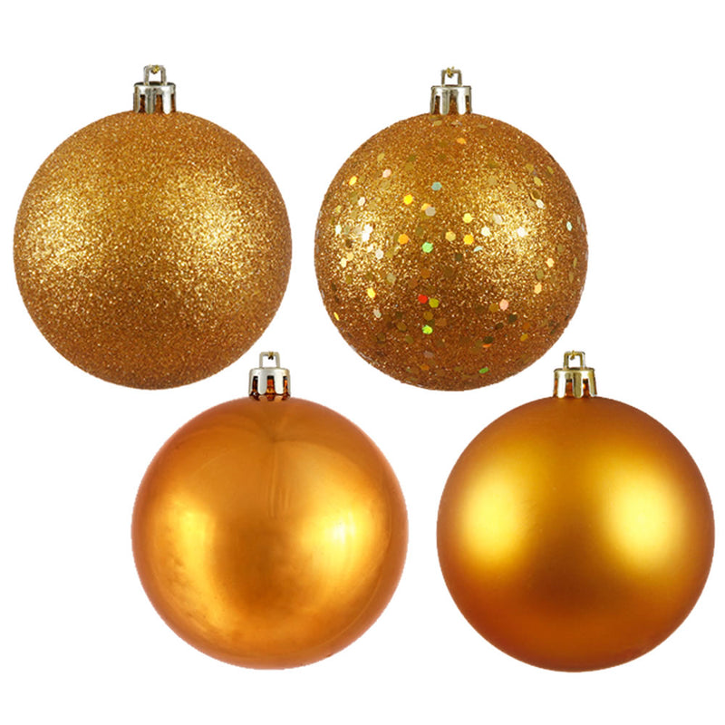 2.4" Antique Gold Ball Ornaments. Assorted Pack of 24