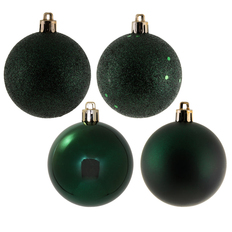 2.4" Midnight Green Ball Ornaments. Assorted Pack of 24