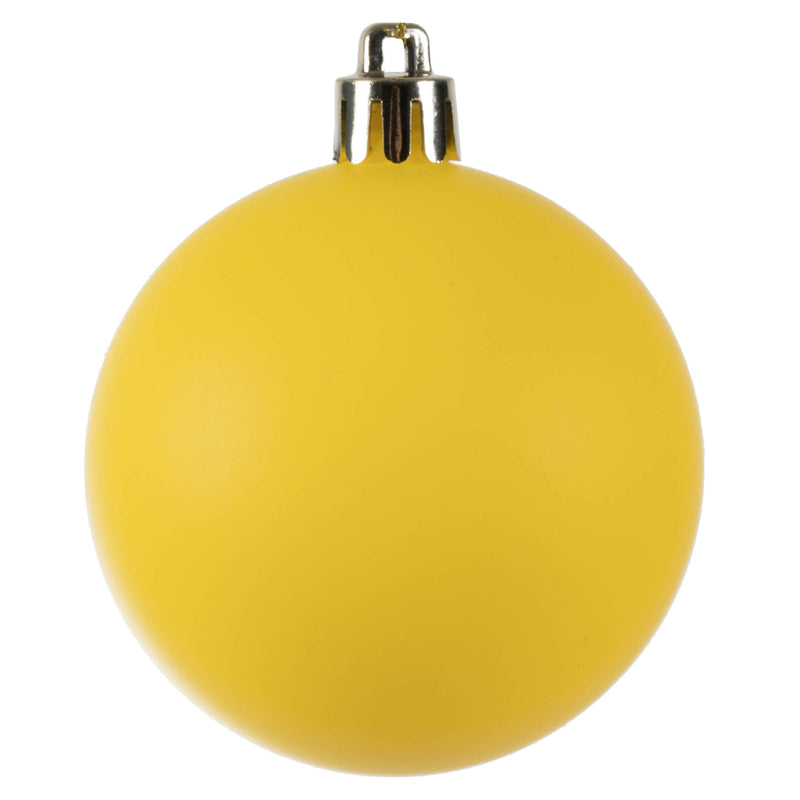 2.4" Yellow Ball Ornaments. Assorted Pack of 24