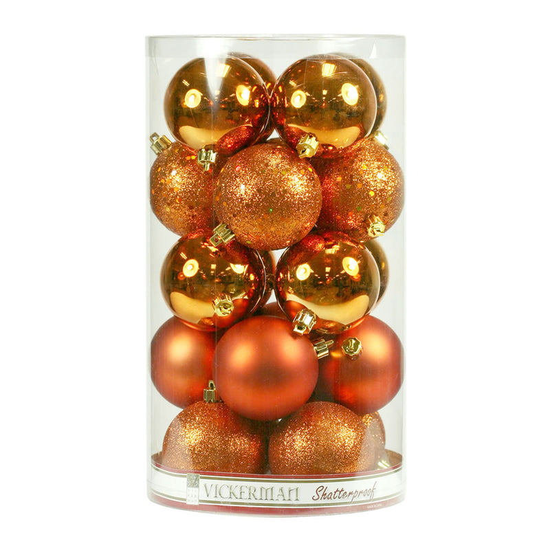 2.4" Burnished Orange Ornament Assortment Pack of 60