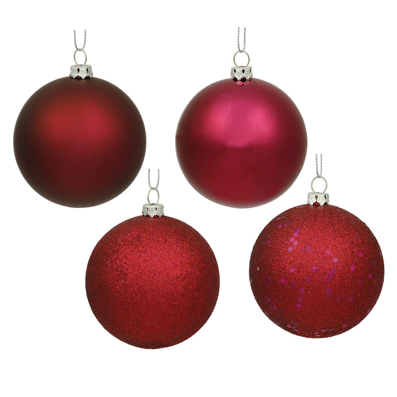 3" Wine 4-Finish Ornaments. Assorted Pack of 16